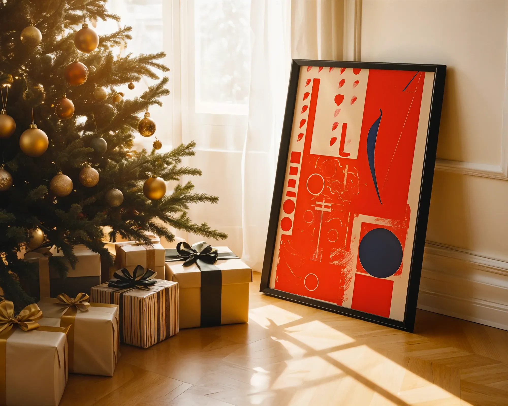 Abstract Red and Blue Composition — room view 2
