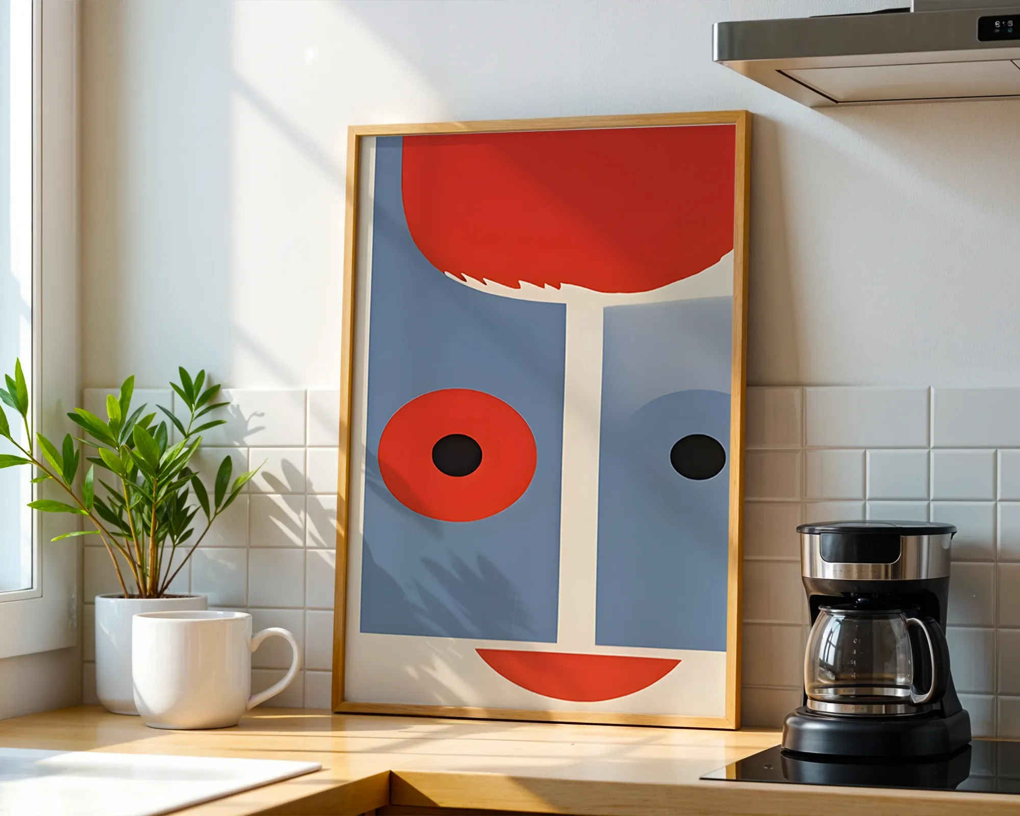 Abstract Face in Red and Blue — room view 1