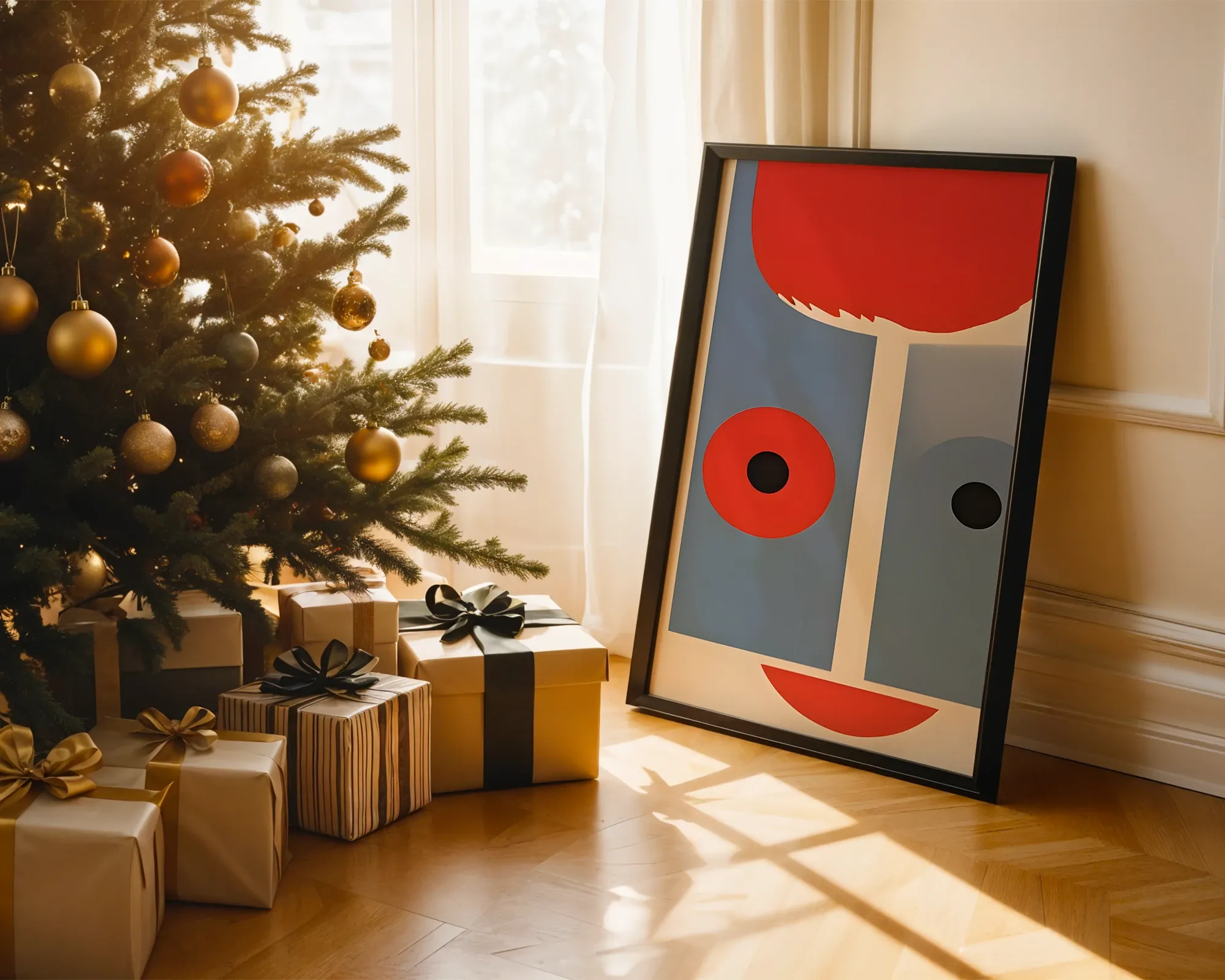 Abstract Face in Red and Blue — room view 2