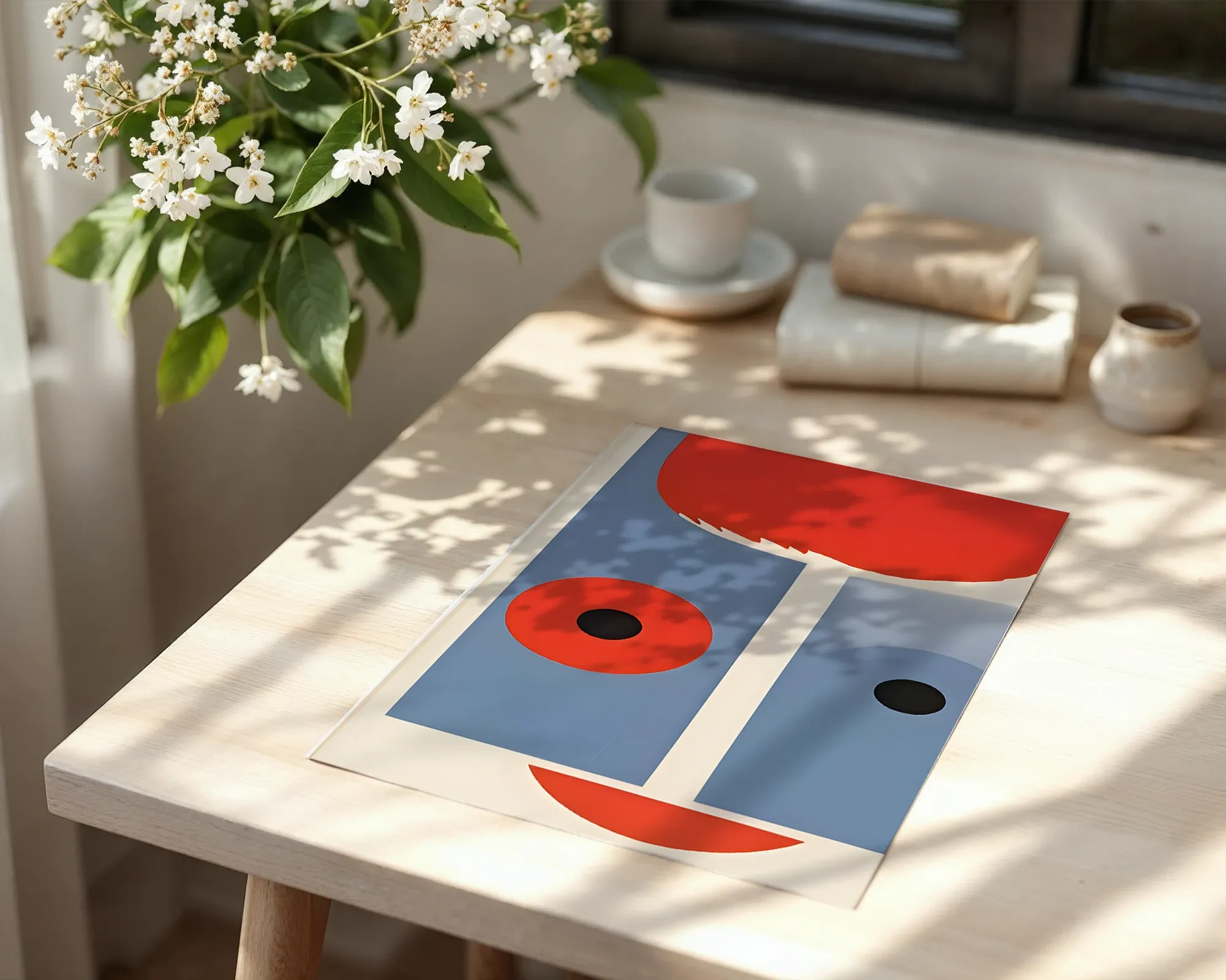 Abstract Face in Red and Blue — room view 6