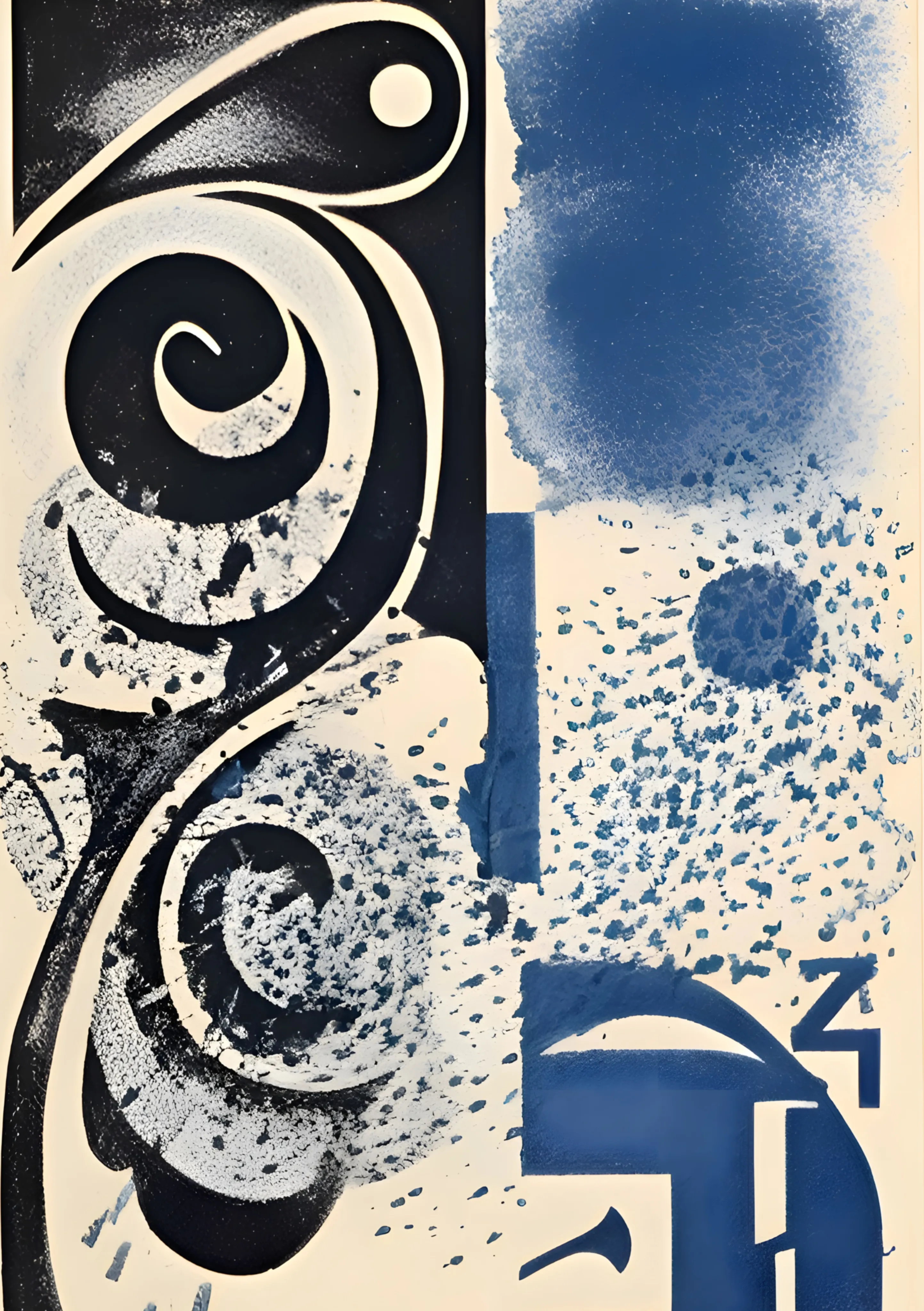 Cobalt Spirals Abstract Composition image 1