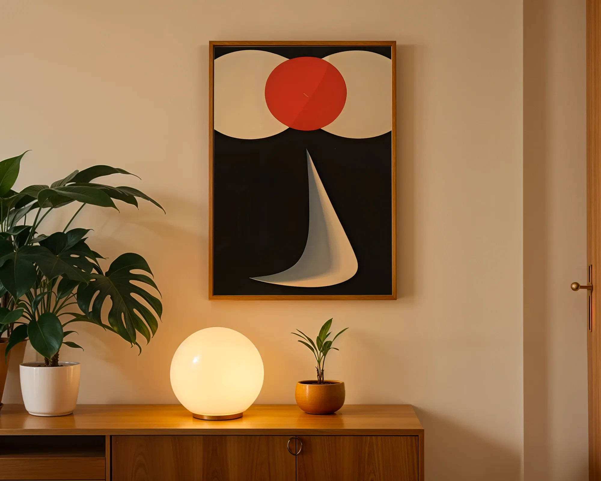 Abstract Oval and Curve Composition — room view 3