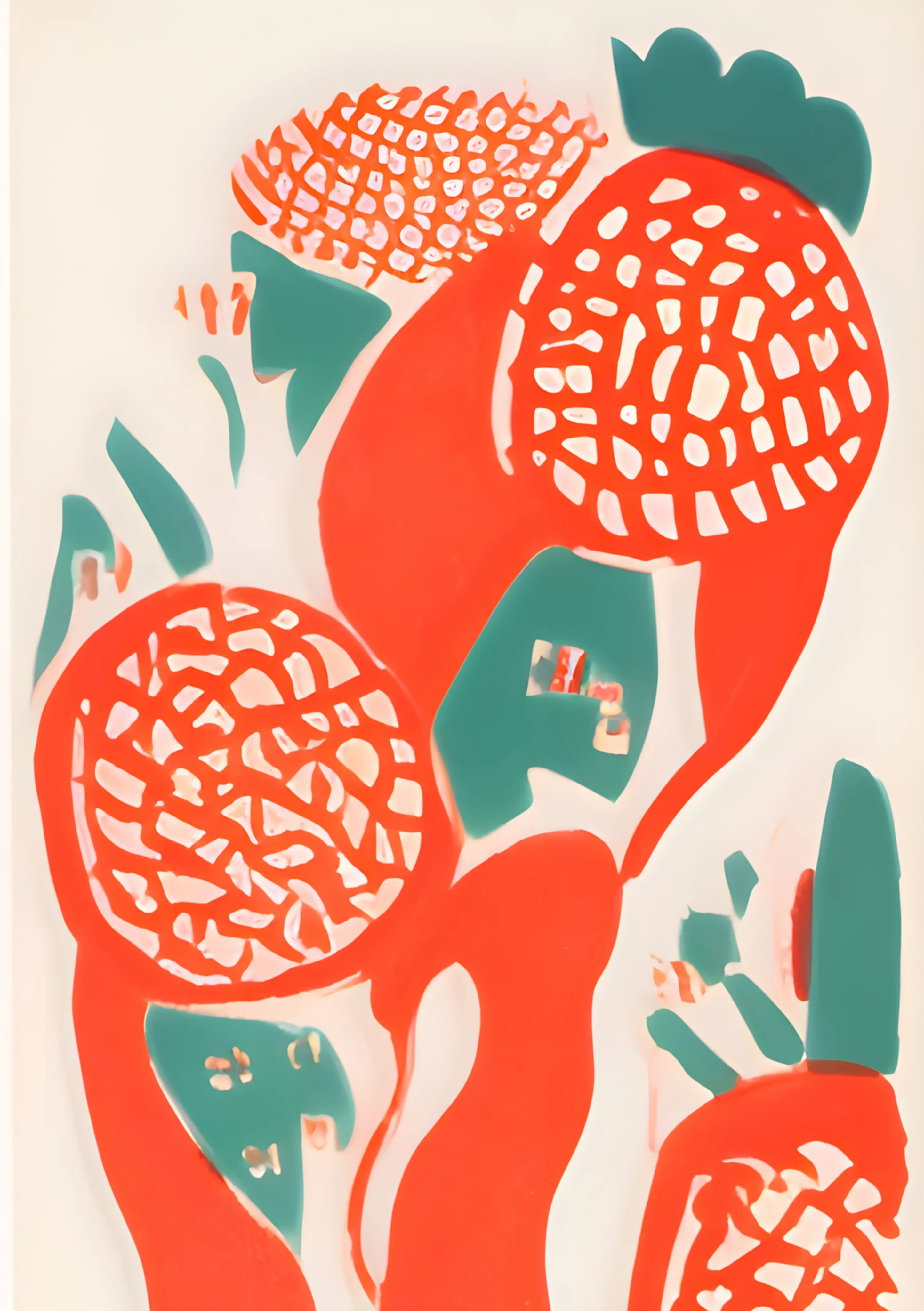Red and Teal Botanical Composition image 1
