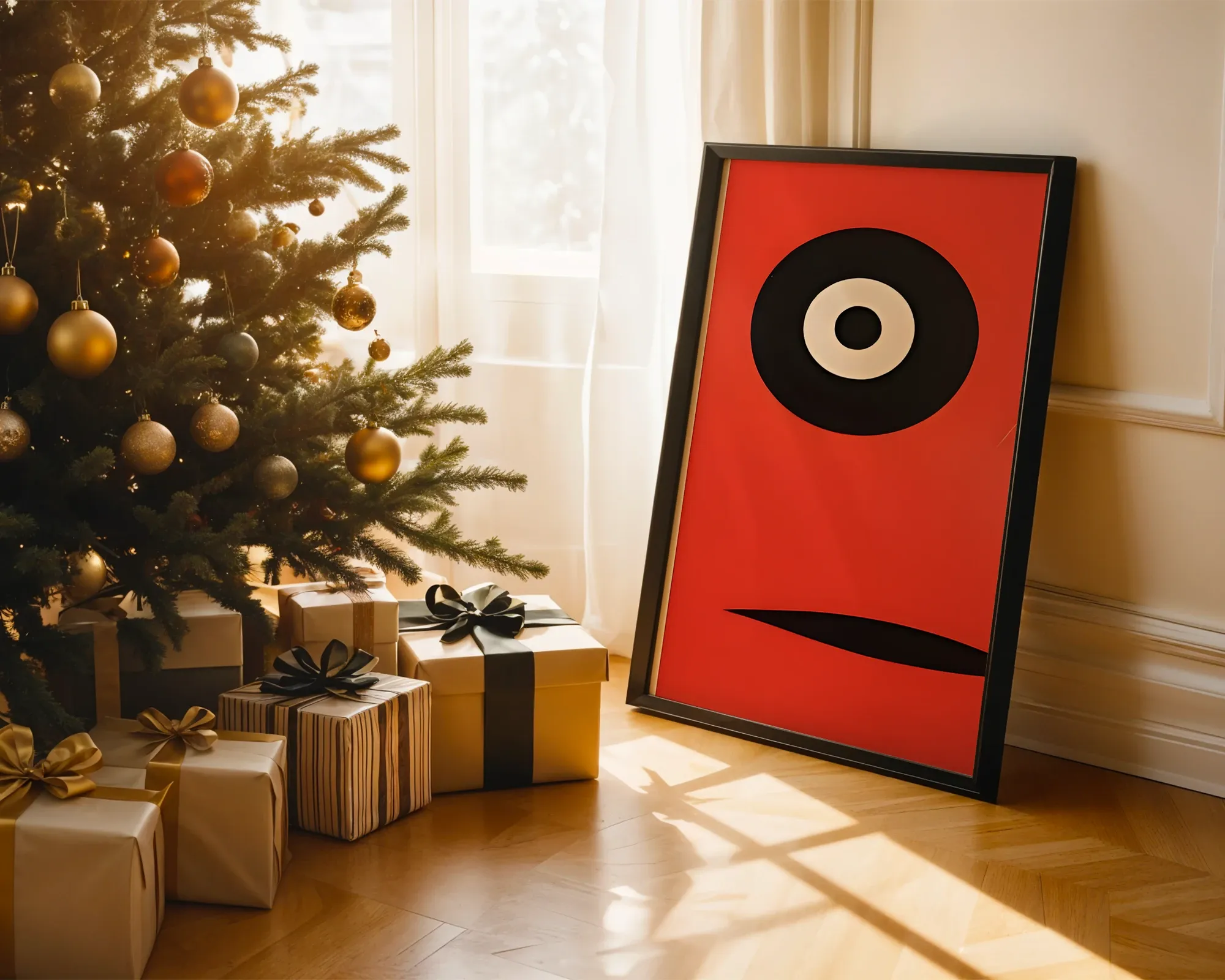 Minimalist Eye in Red and Black — room view 2