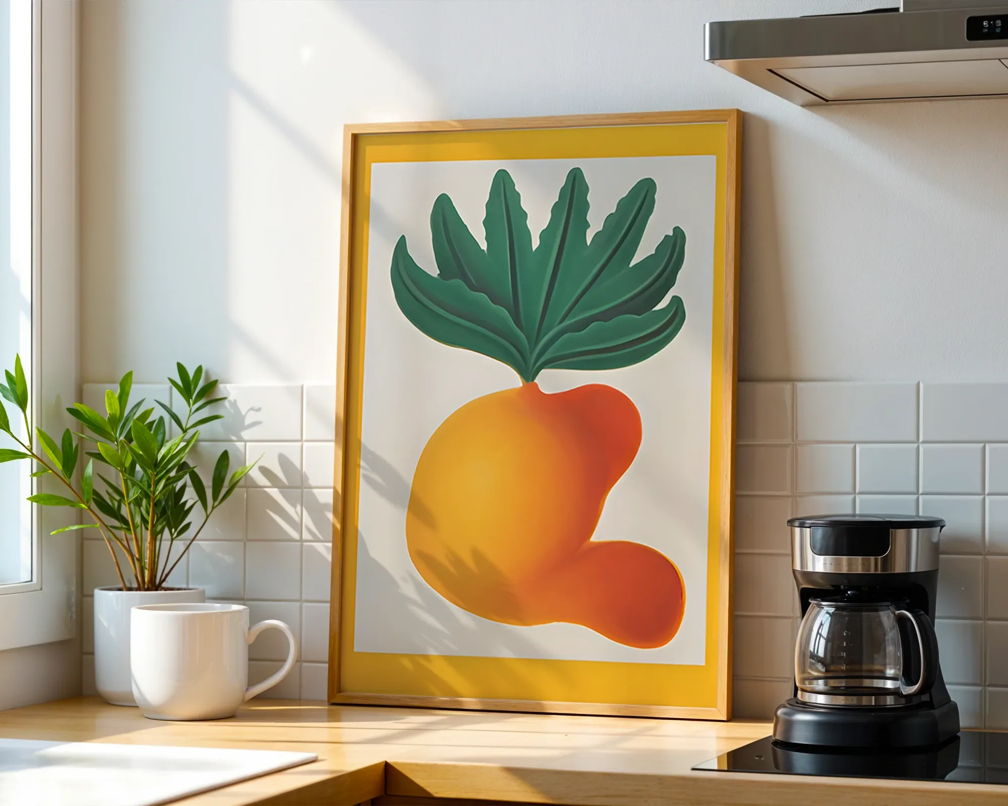 Golden Botanical Form with Leaves — room view 1