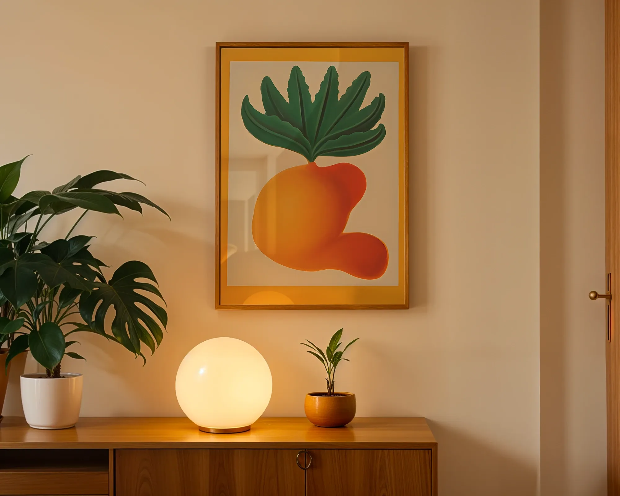 Golden Botanical Form with Leaves — room view 3