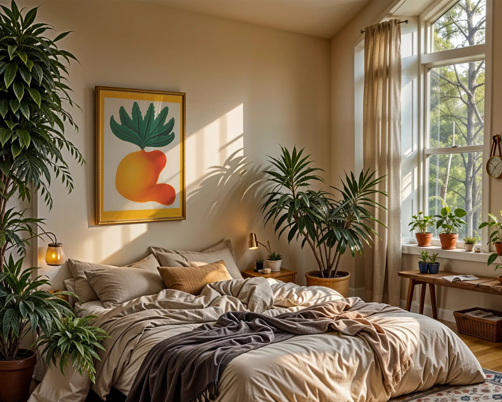 Golden Botanical Form with Leaves — room view 4