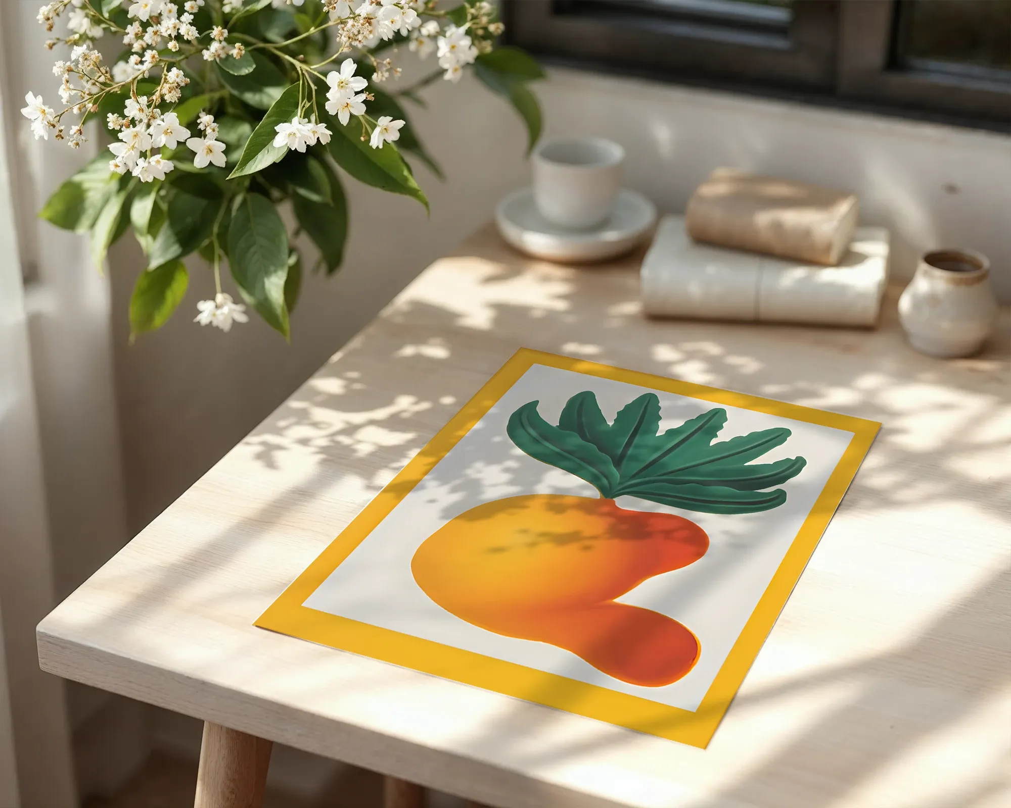 Golden Botanical Form with Leaves — room view 6