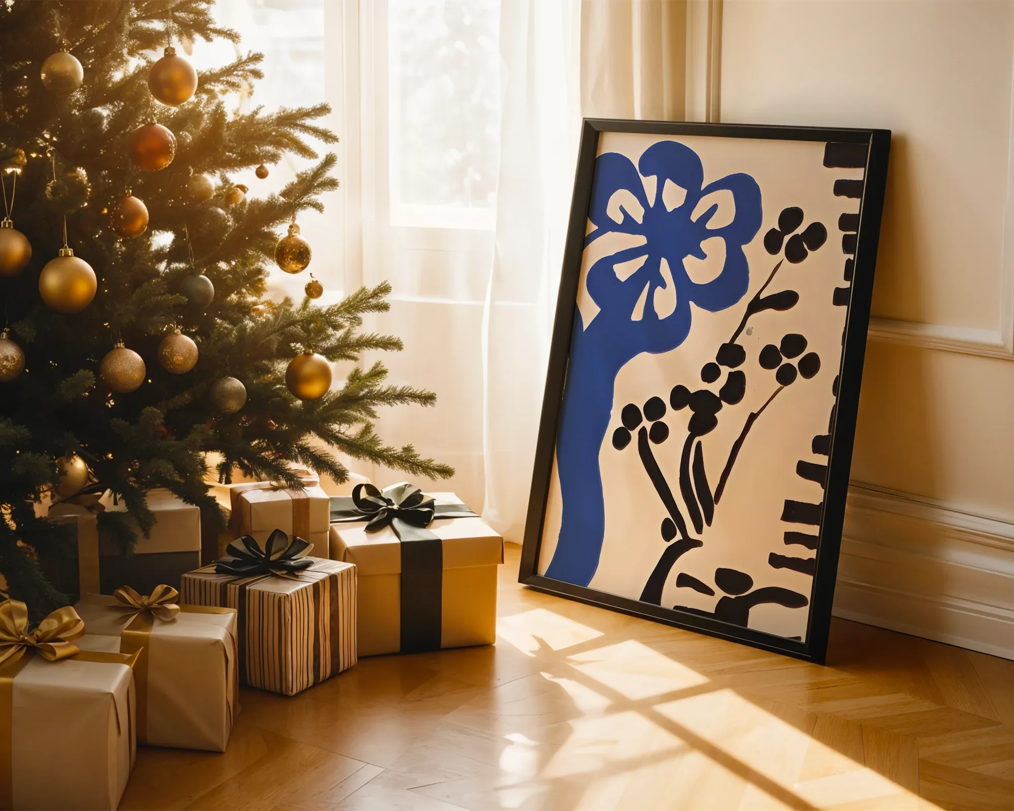 Blue Motif and Botanical Sprig — room view 2