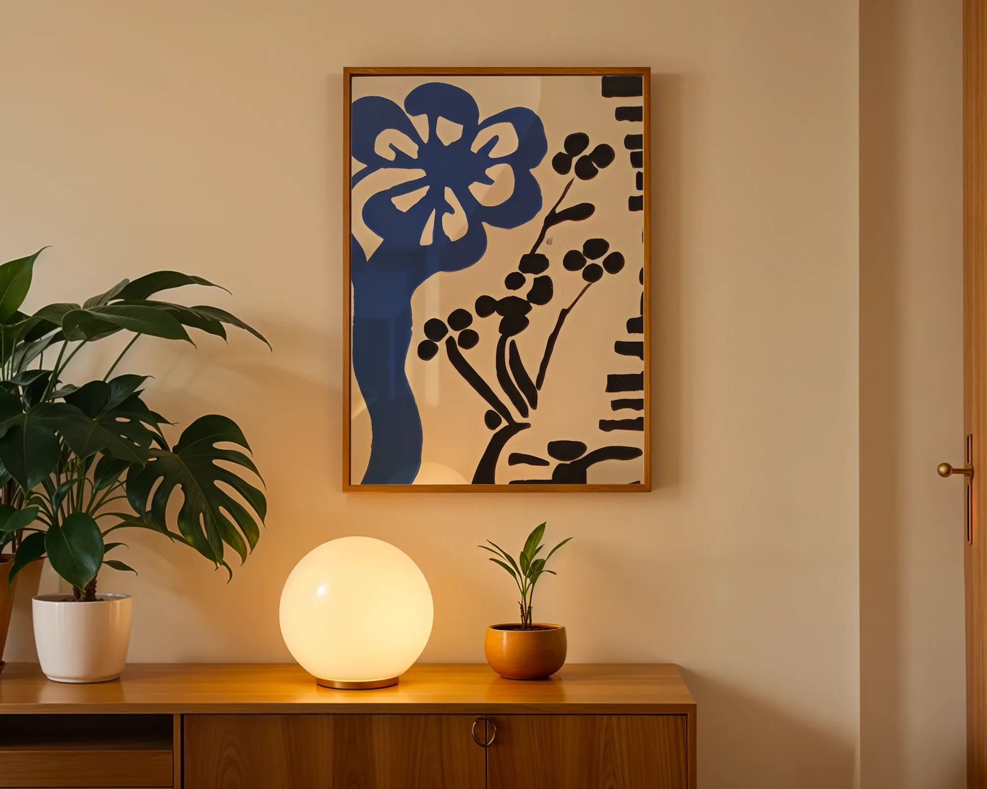 Blue Motif and Botanical Sprig — room view 3