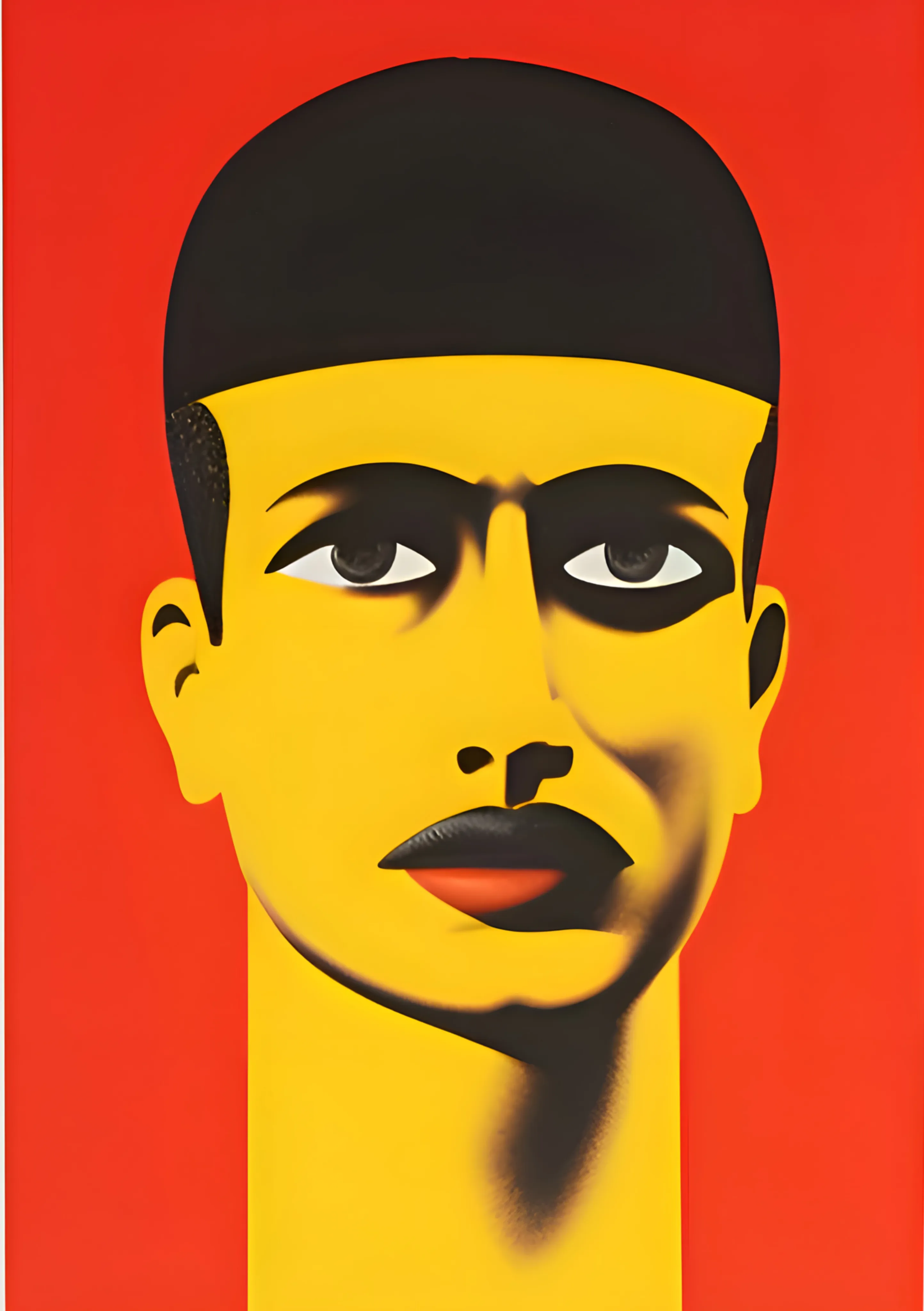 Graphic Yellow Portrait on Red image 1