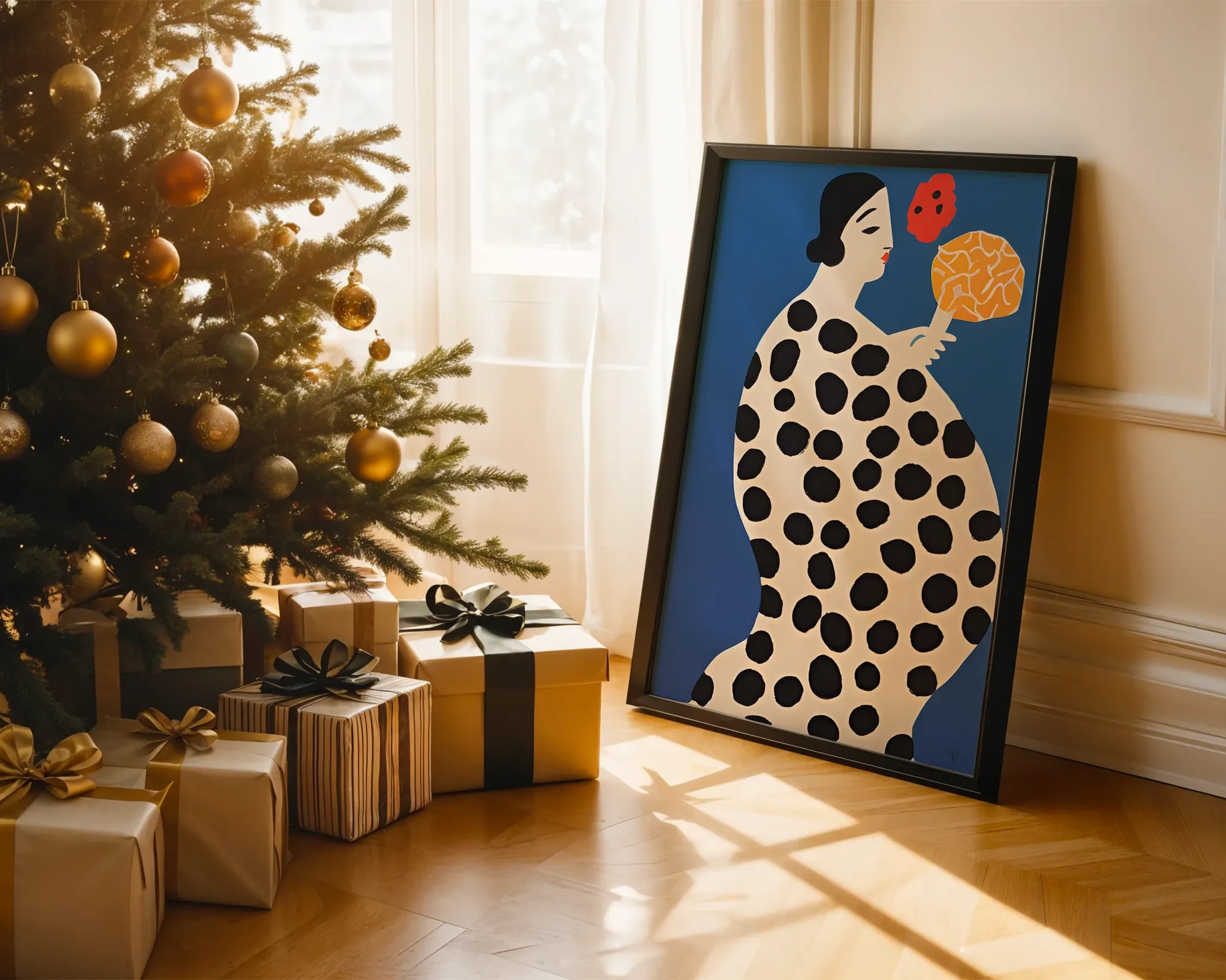 Woman in Polka Dot Dress — room view 2