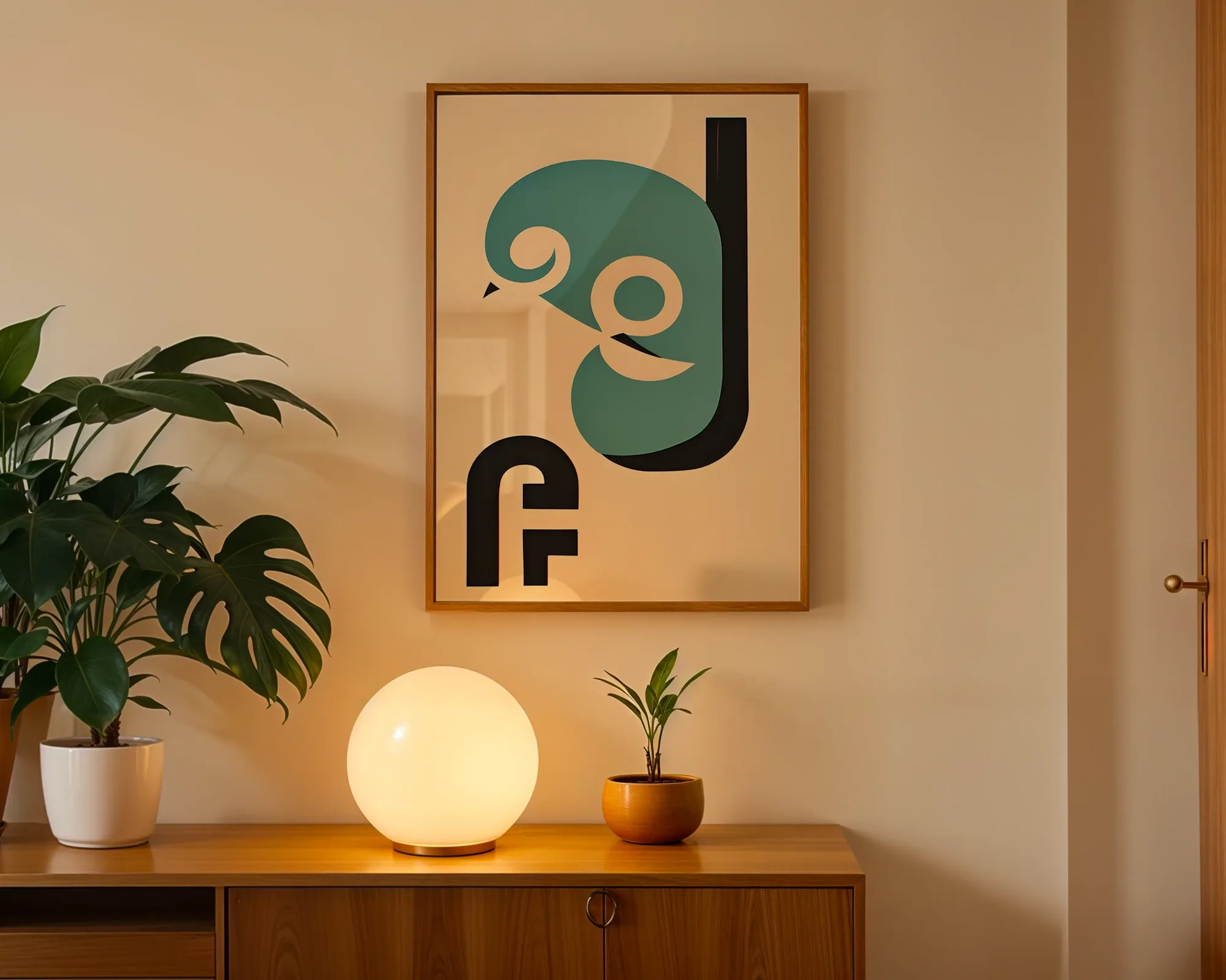 Abstract Swirl and Geometric Shapes — room view 3
