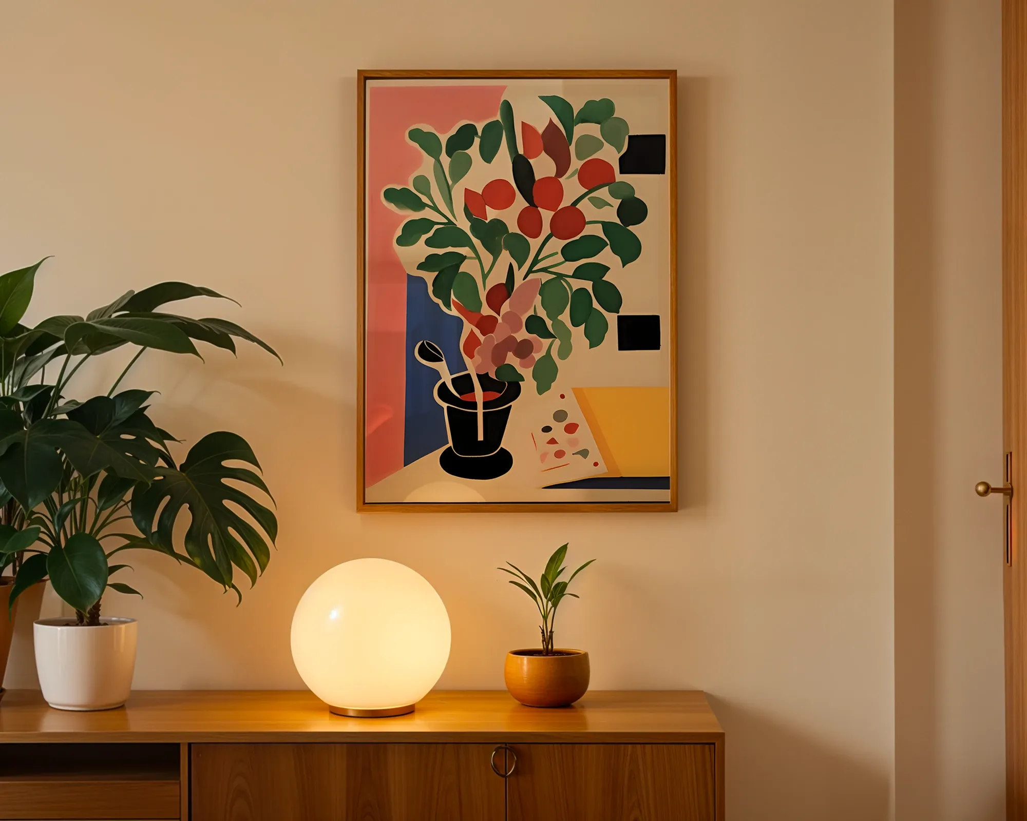 Botanical Still Life in Pink and Blue — room view 3