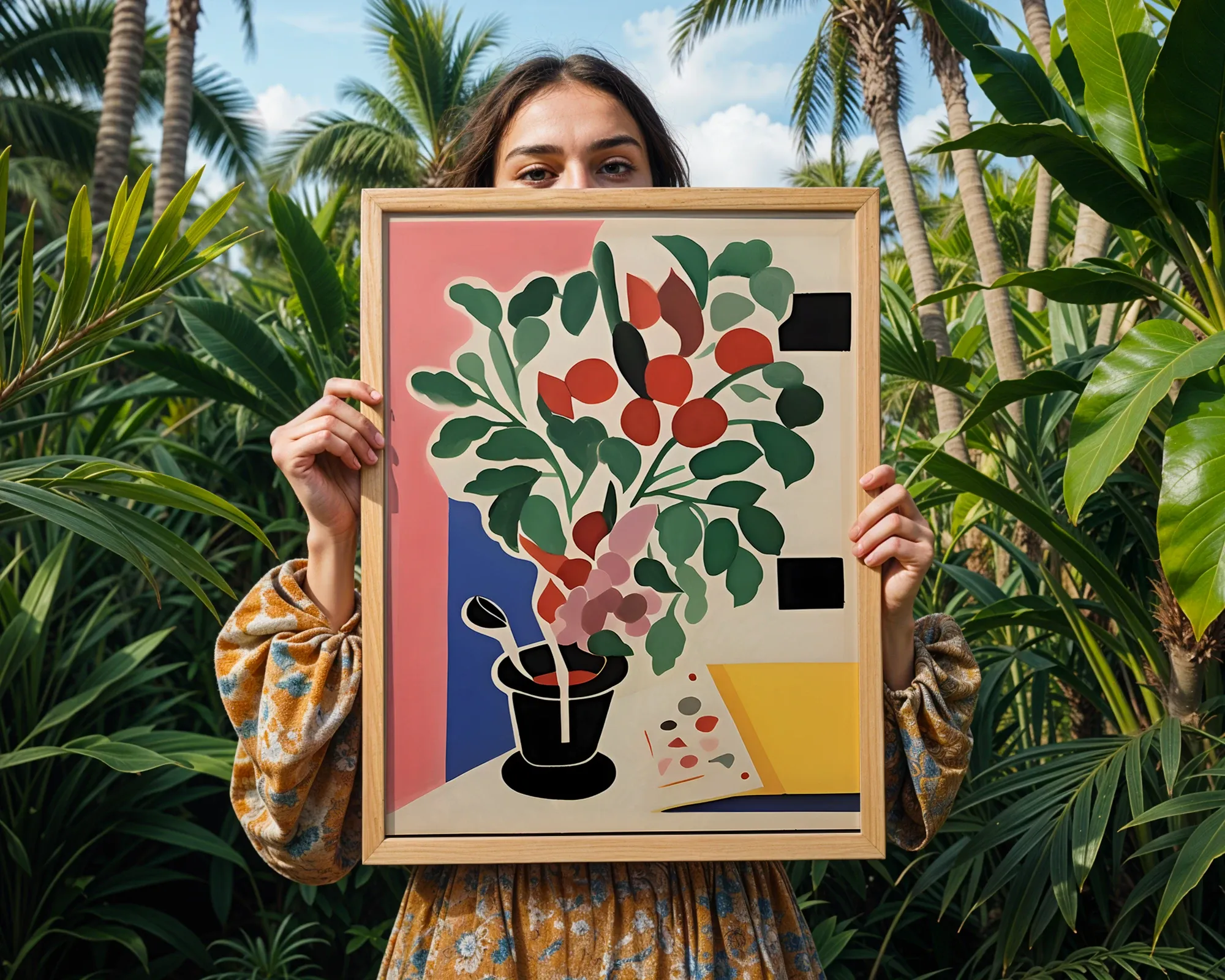 Botanical Still Life in Pink and Blue — room view 5