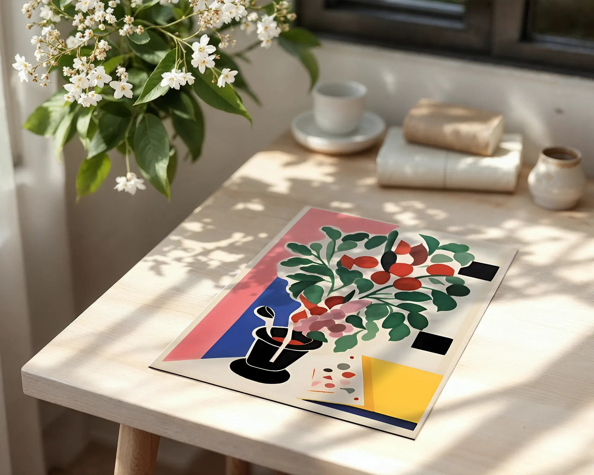 Botanical Still Life in Pink and Blue — room view 6
