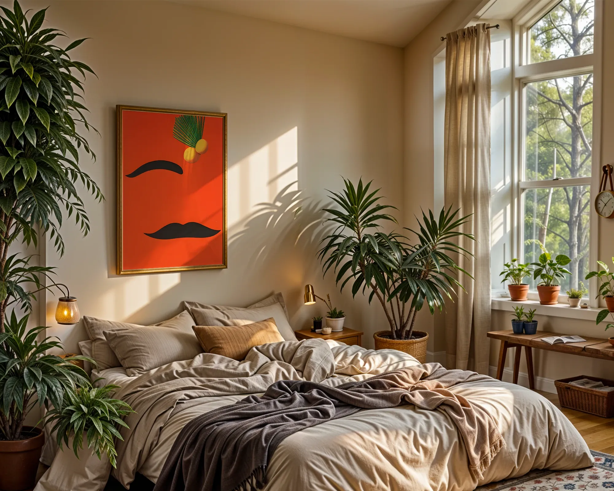 Minimalist Face on Bold Orange — room view 4