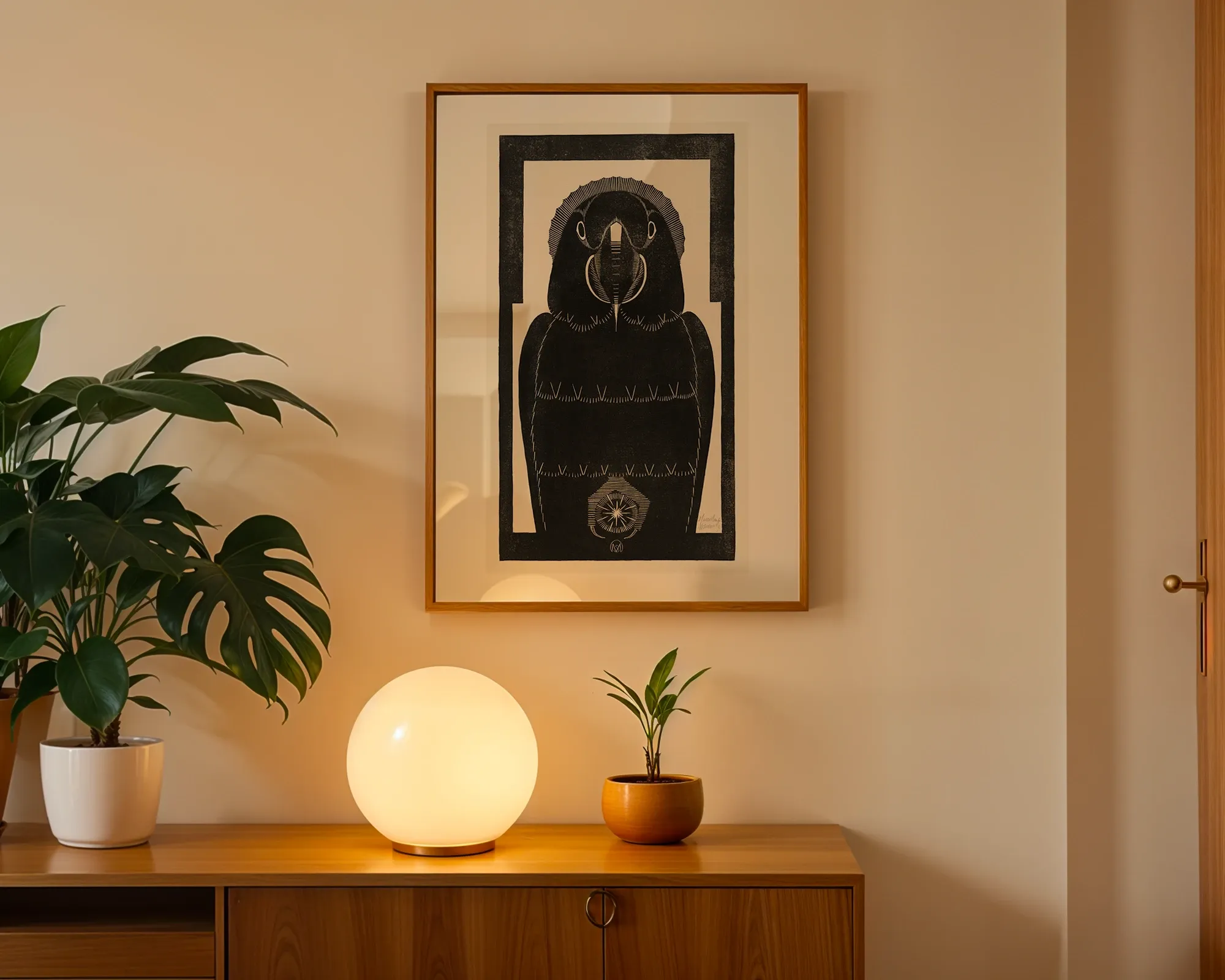 Stylized Black Parrot — room view 3