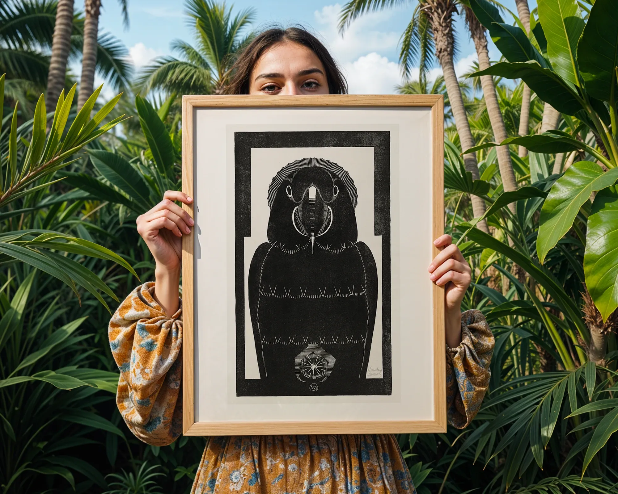 Stylized Black Parrot — room view 5
