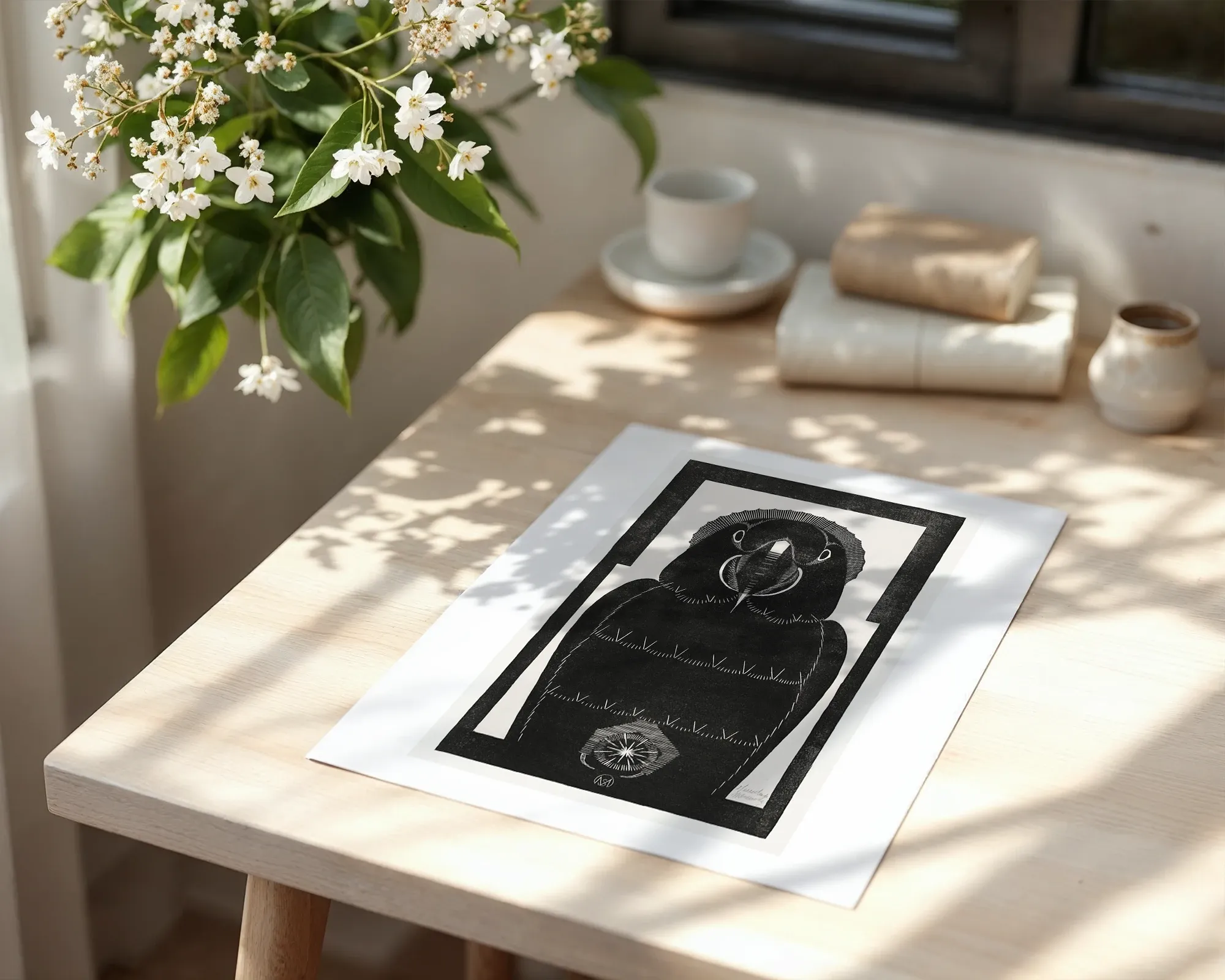 Stylized Black Parrot — room view 6