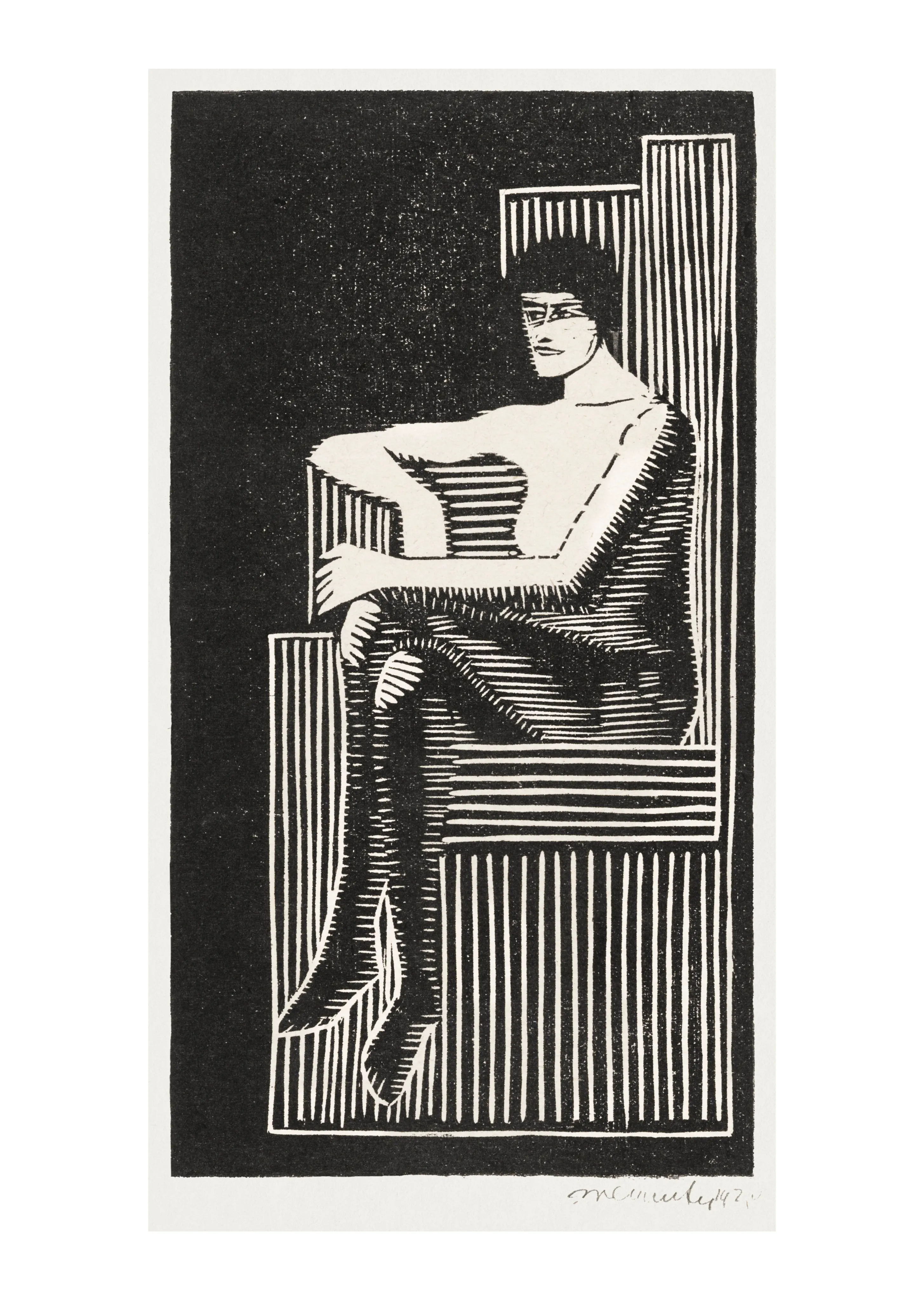 Seated Figure in Geometric Frame image 1
