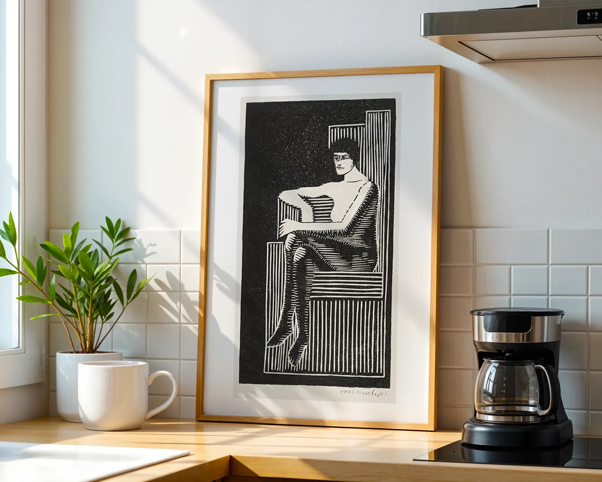 Seated Figure in Geometric Frame — room view 1