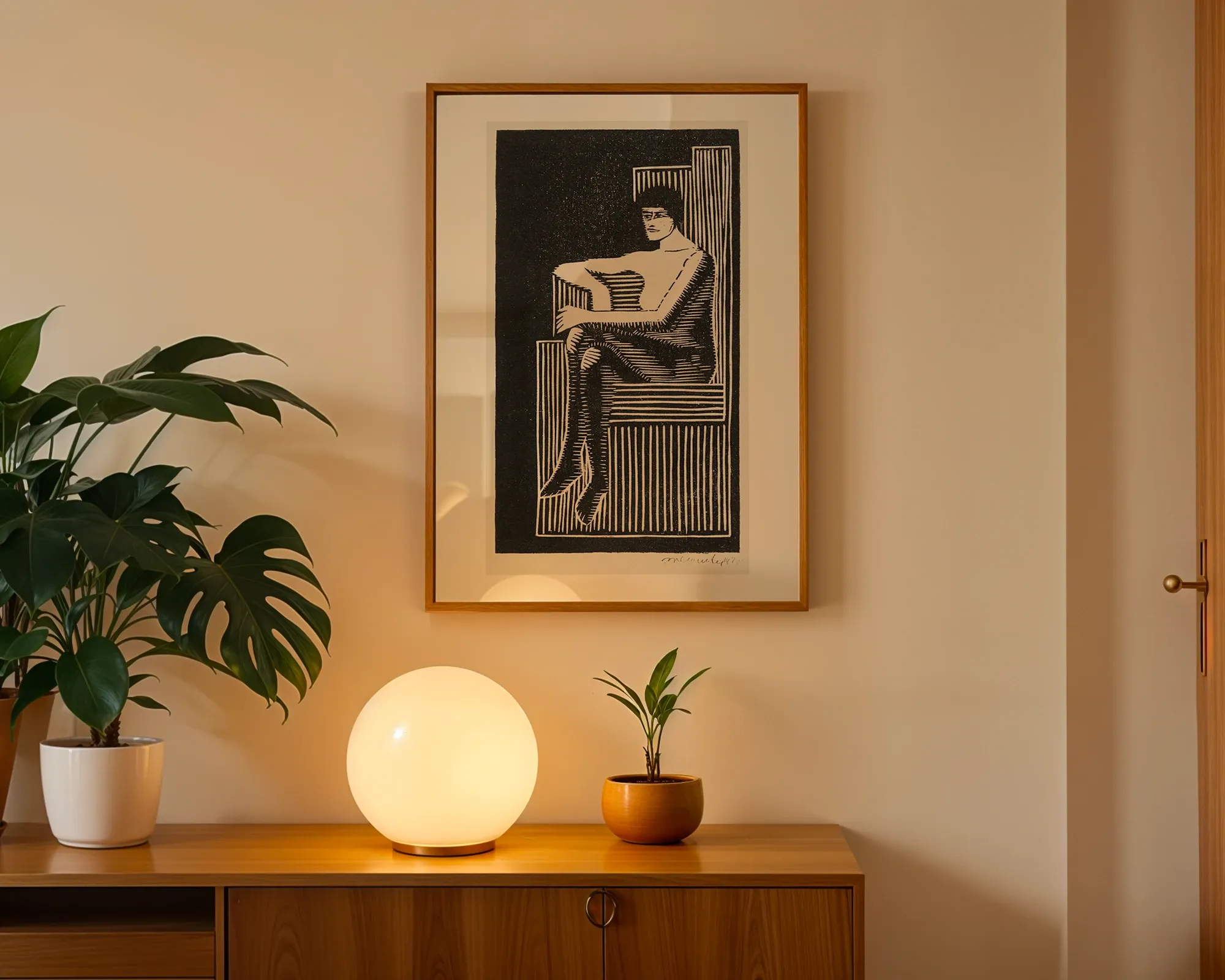 Seated Figure in Geometric Frame — room view 3