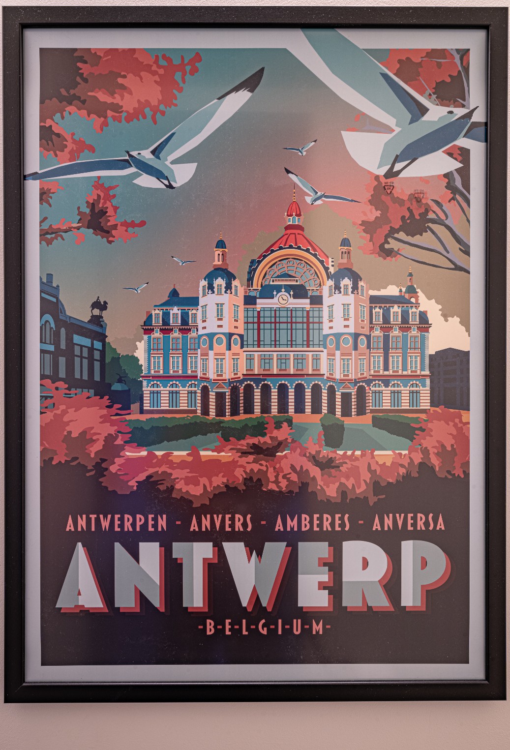 Vintage Antwerp travel poster in the MAS Room