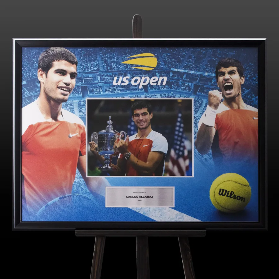 Авторський колаж з підписаною фотографією Карлоса Алькараса теніс US Open (Tennis, Carlos Alcaraz)