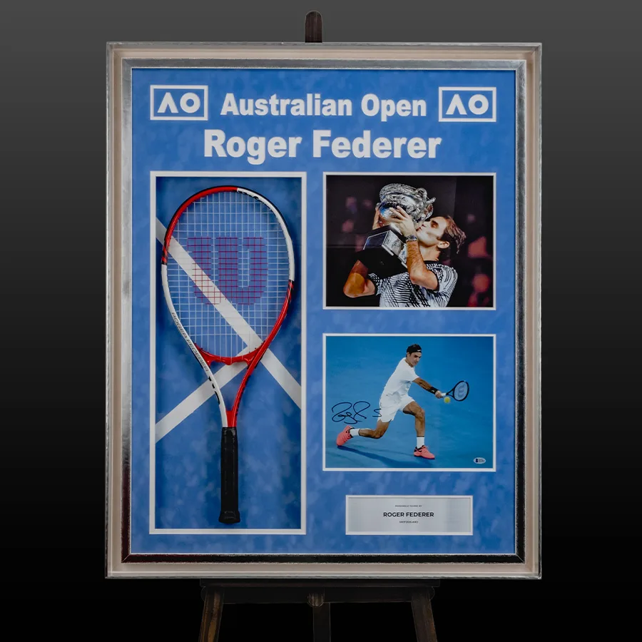 Тенісний колаж з ракеткою та автографом Роджера Федерера (Federer)