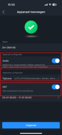 Audio en dst aanzetten Dahua videodeurbel