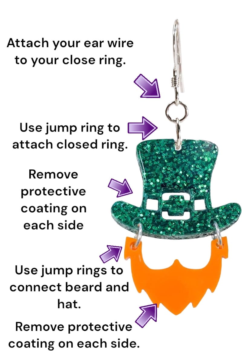 Leprechaun Acrylic Earring Kit Instructions