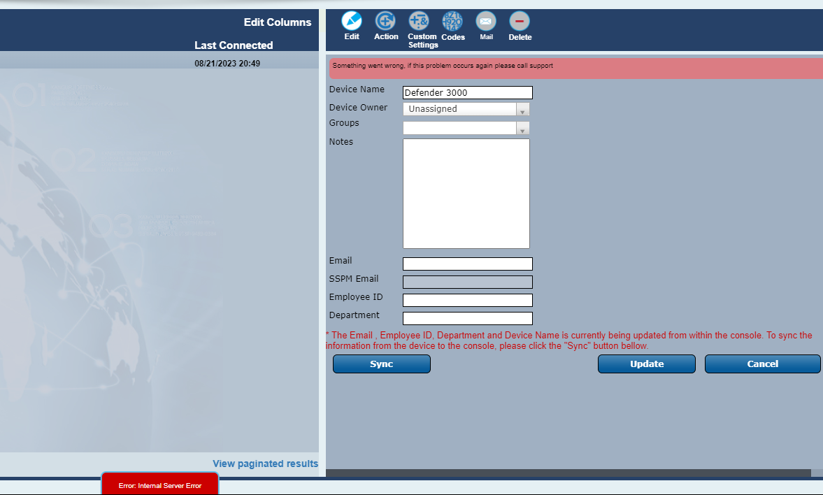 KRMC 8 Internal Server Error when changing Contact Information