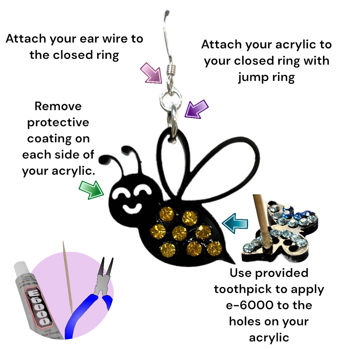 Jubilee the Busy Bee Earring Kit Instructions