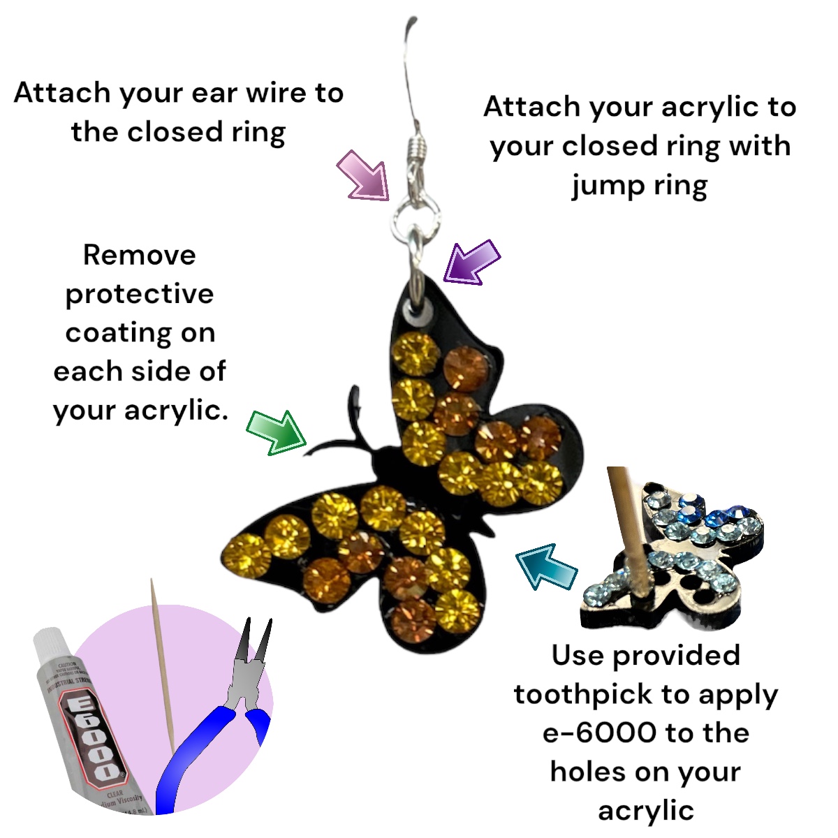 Beautiful Butterfly Earring Kit Instructions