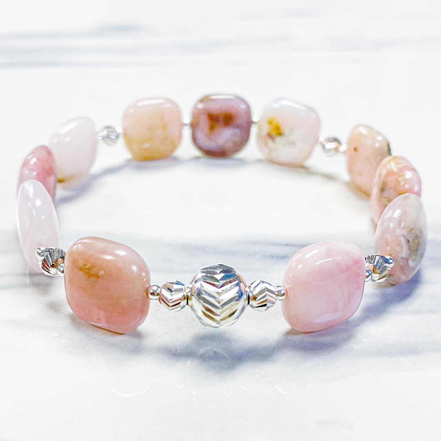 Natural Pink Opal Gemstone Bracelet Kit