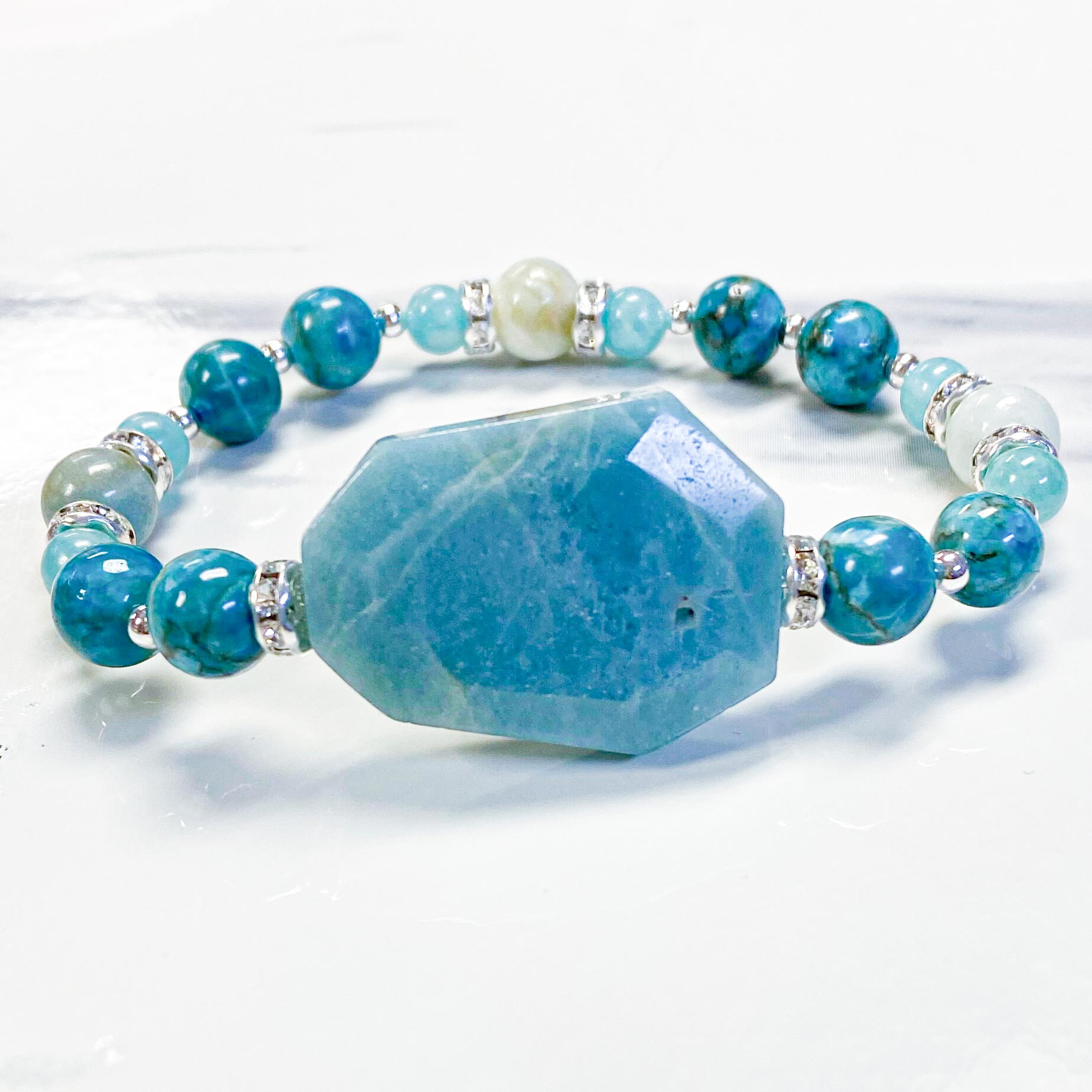 Amazonite with African turquoise Gemstone Bracelet Kit