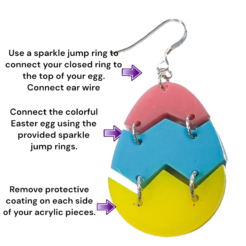 DIY Acrylic Earring Kit - Tri-Color Easter Eggs