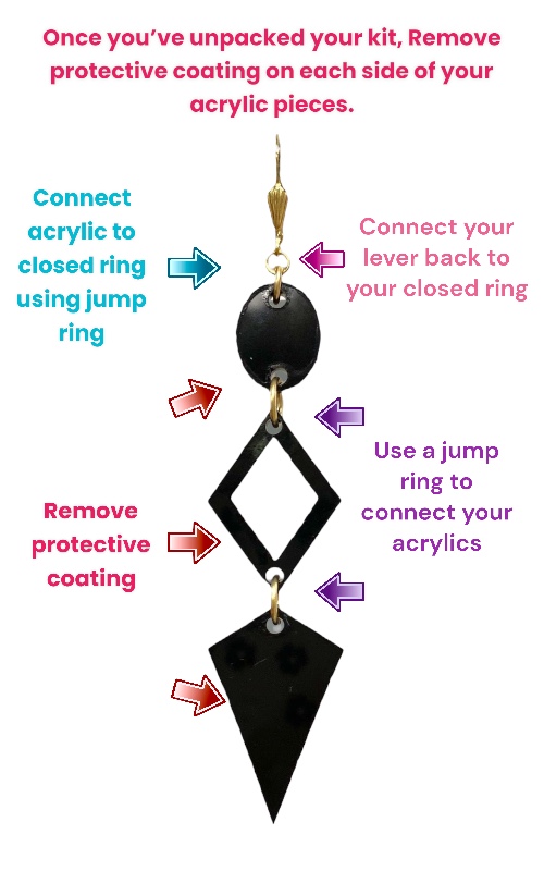 Acrylic Earring Jewelry Making Kit Instructions