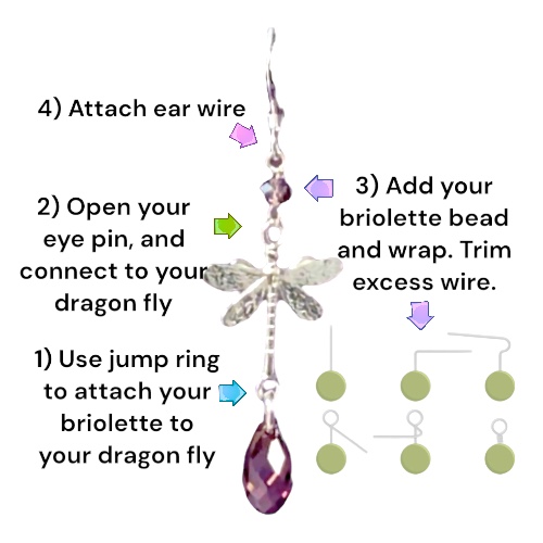 DIY Earring Kit - Dragonfly Drop Earring Instructions