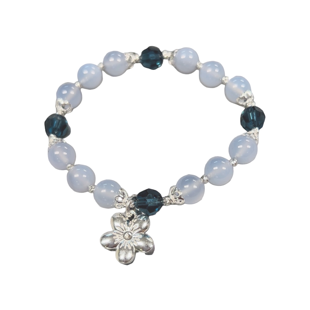 Blue Chalcedony Flower Bracelet