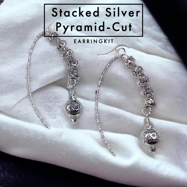 Stacked Silver Pyramid-Cut Earrings