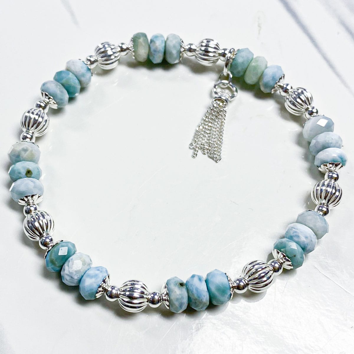 Faceted Larimar Gemstone Bracelet Kit