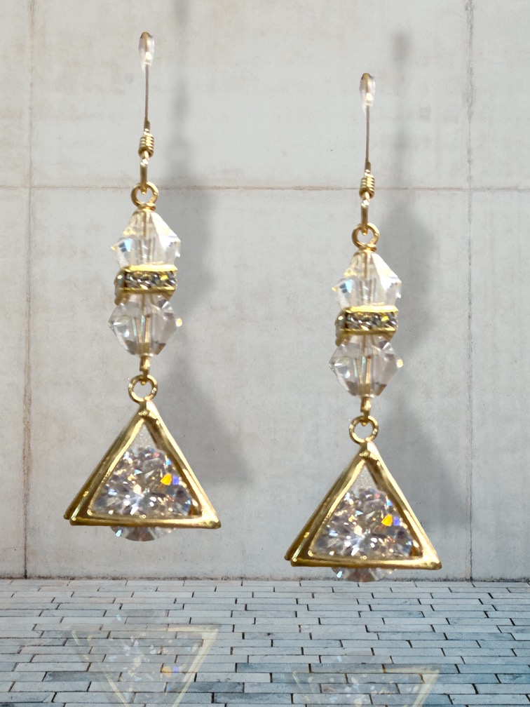 Golden Captured CZ Earring - Jewelry Making Kit
