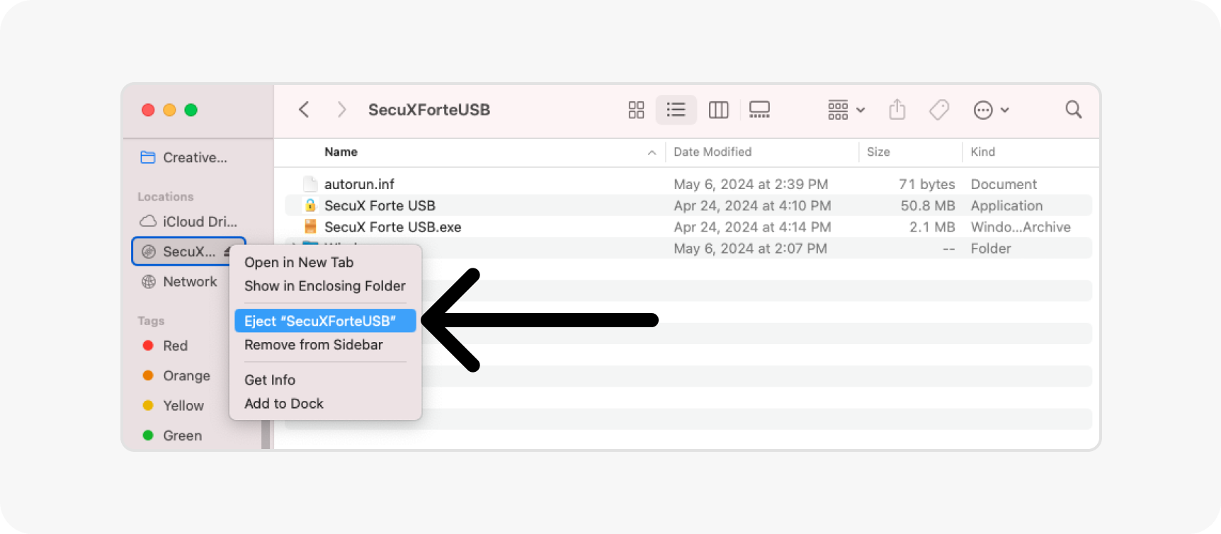 Log out of the Secure Folder For Mac