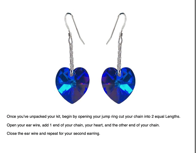 Bermuda Blue Heart Drop Earring Kit