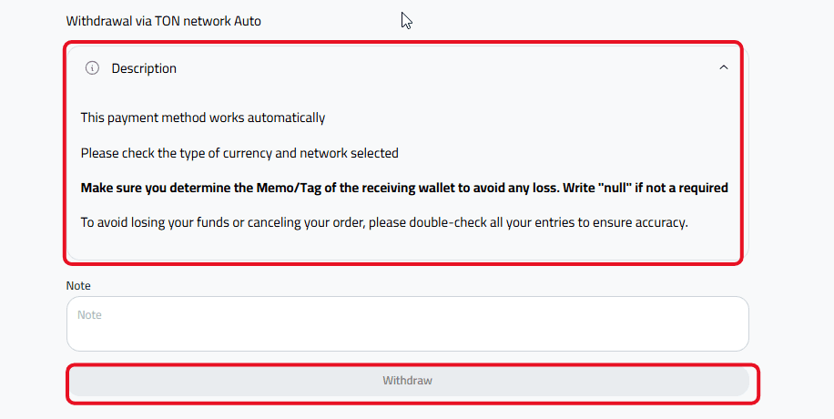 Withdraw Gram from Kazawallet