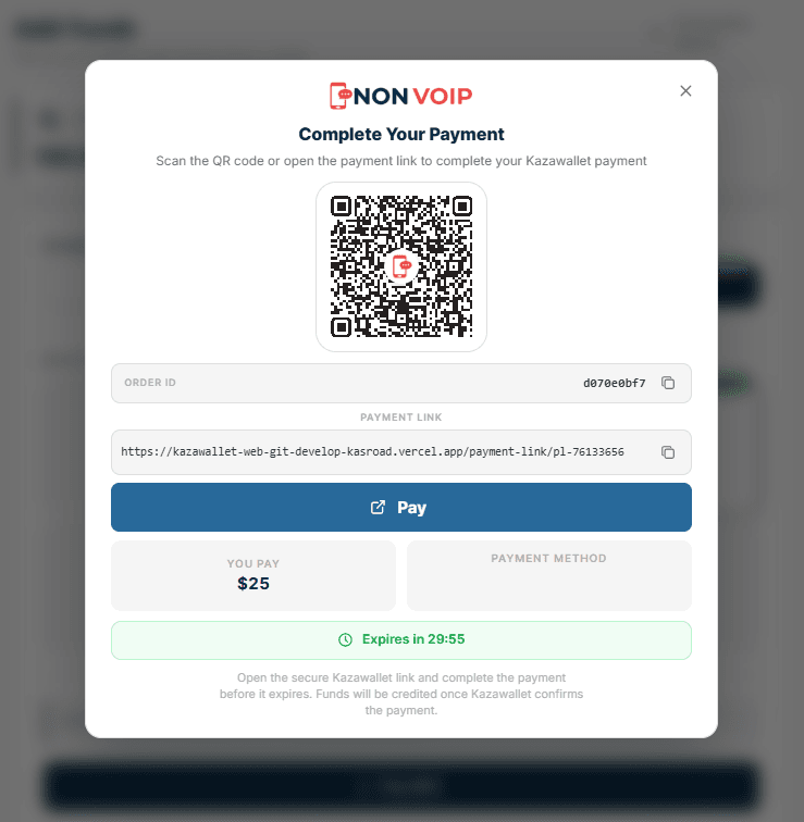 Complete the Payment via QR Code or Link