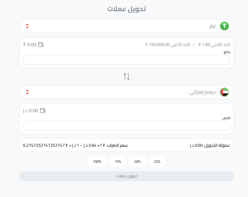 تحويل USDT إلى درهم إماراتي