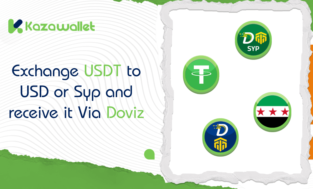 Exchange USDT to USD or Syp and receive it Via Doviz